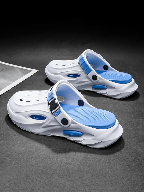 Men's Letter Print Hollow Out Slides, Casual Comfortable Breathable Sports Slides, Non-slip Slippers for Outdoor Sports