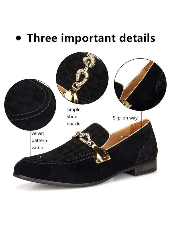 Men's Suede Leather Faux Leather Loafers Wedding Dress Shoes Black Men's Gold Buckle