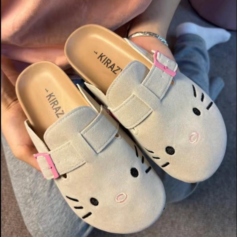 Women’s cute cartoon embroidery Kitty BKstock suede Footwear slippers casual soft comfortable warm Slide slippers for indoor & outdoor use for fall & winter