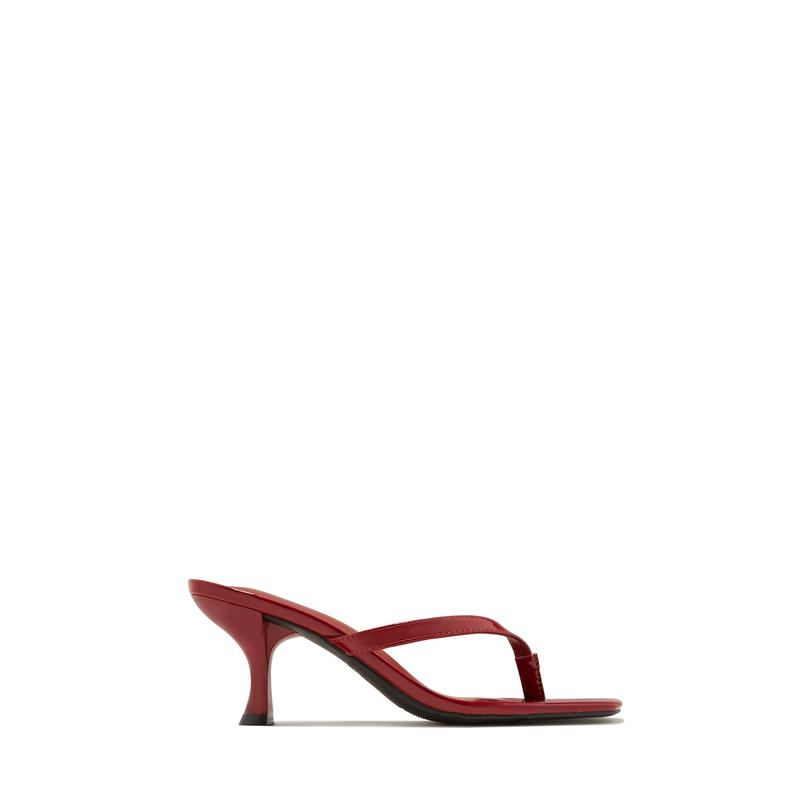 Karley Mid Heel Mules - Cherry