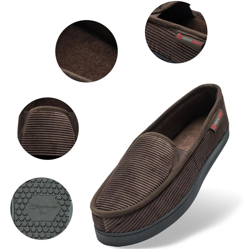 Alpine Swiss Steve Mens Wide Moccasin Slippers Memory Foam Slip On Indoor House Shoes