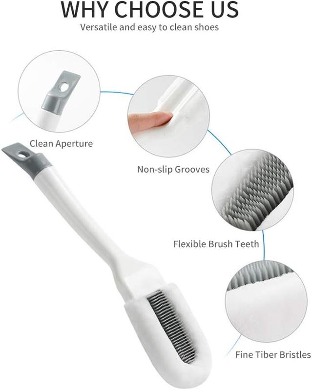 Cleaning Shoe Brush, Multifunctional Long Handle Shoe Brush Cleaner, Hangable Soft Bristle Shoes Cleaning Scrubber (White) Footwear Comfort