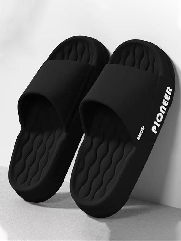 Men's Casual Letters Print Slides, Soft Comfortable Bathroom Slippers, Non-slip Slippers for Indoor & Bathroom Use for All Seasons, 2024 Fall Slippers