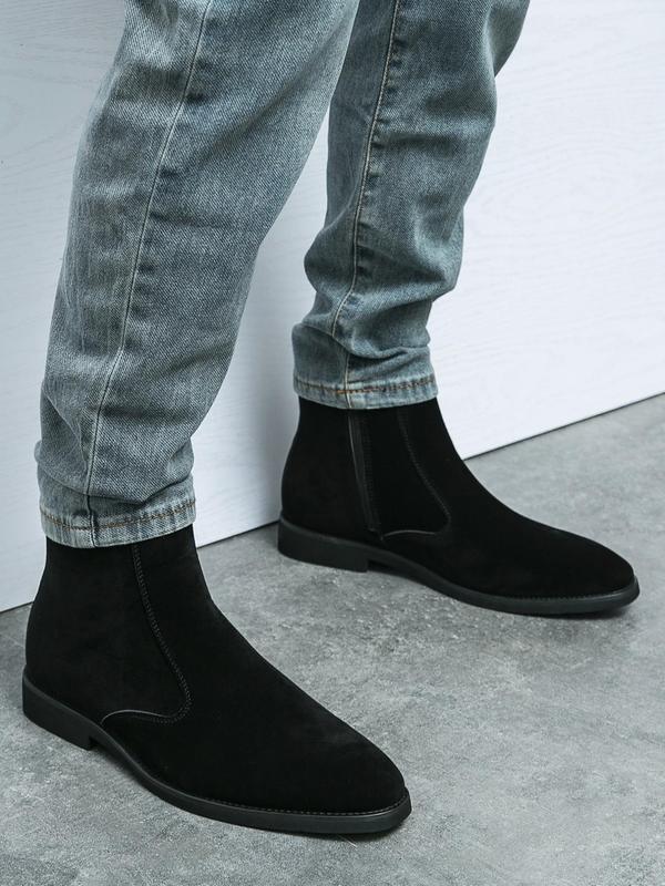 Men's Fashionable Solid Color Zipper Ankle Boots, Casual Comfortable Boots for Daily Wear, Male All-match Trendy Shoes for Fall & Winter