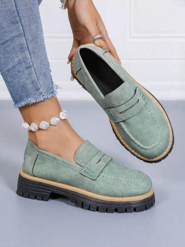 Women's Fashionable Chain Decorated Slip on Loafers, Casual Comfortable Thick Sole Loafers for Daily Wear, Lightweight Breathable Shoes for All Seasons