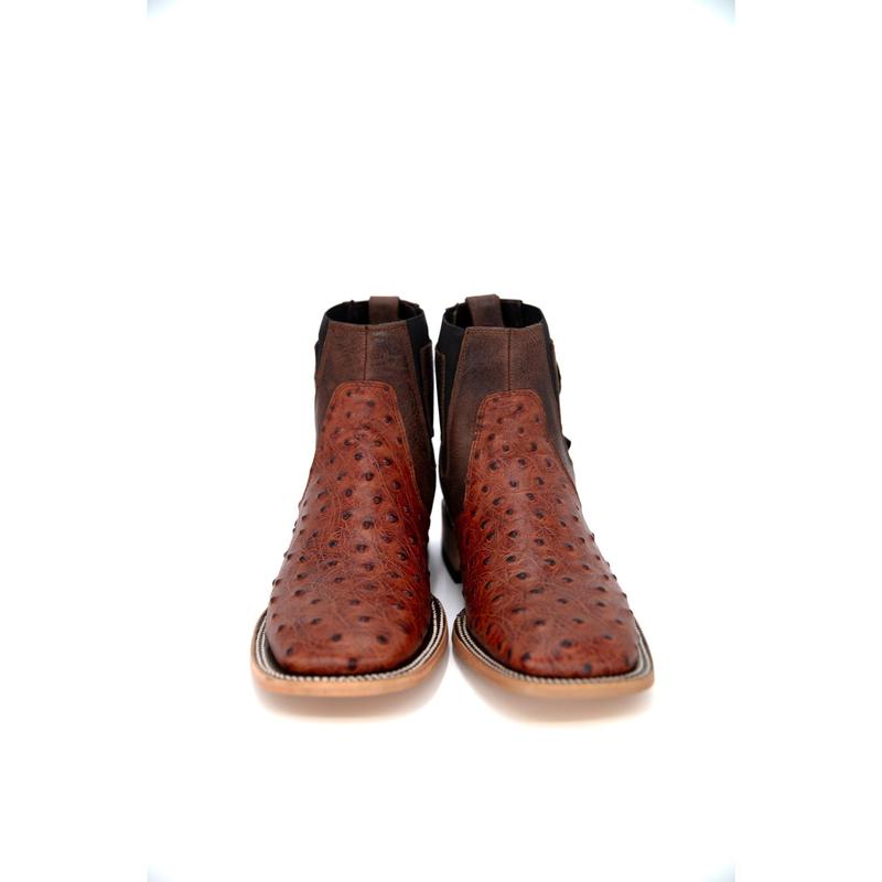 Ostrich Ranch Print Square Toe Men's Botin FINAL SALE