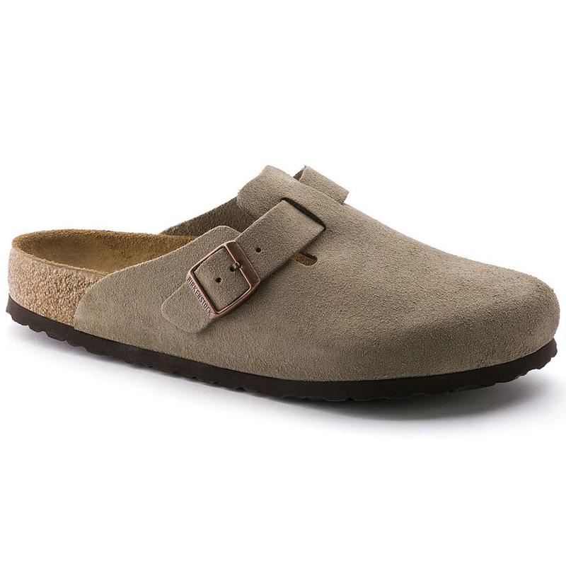 Birkenstock Boston Soft Footbed Suede Taupe Fashion Sandel 0560771 New