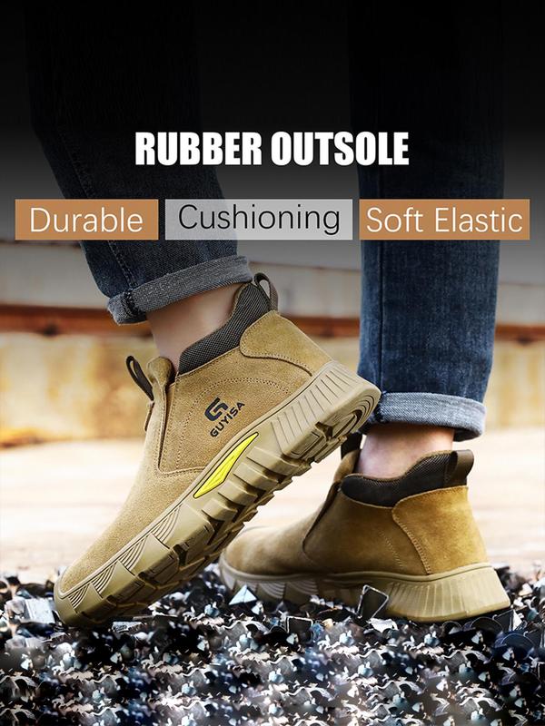 Men's Letter Pattern Slip on Work Shoes, Casual Comfortable Breathable Anti-smash & Anti-puncture Shoes for Daily Wear, Fashionable Shoes for Men