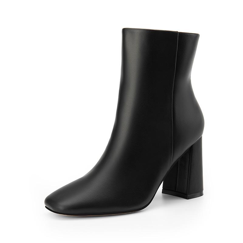 Suqare-Toe Block Heel Ankle Boots