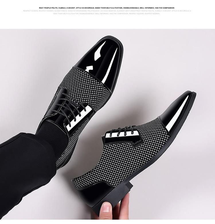 Men's Dress Shoes Patent Leather Oxfords Classic Lace-up Formal Tuxedo Shoes Business Wedding Derby Shoes Cap Toe Fashion