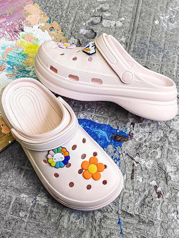 Women's Cute Flower Decor Clogs, Casual Comfortable Non-slip Clogs, Fashionable Clogs for Indoor & Outdoor Wear