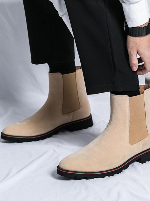 Men's Business Solid Color Chelsea Boots, Fashionable Comfortable Boots for Daily Wear, Perfect for Any Outfit for All Seasons