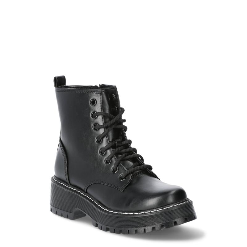 Women's Combat Boots Black, Wide Width Available,  Lace-up Boots