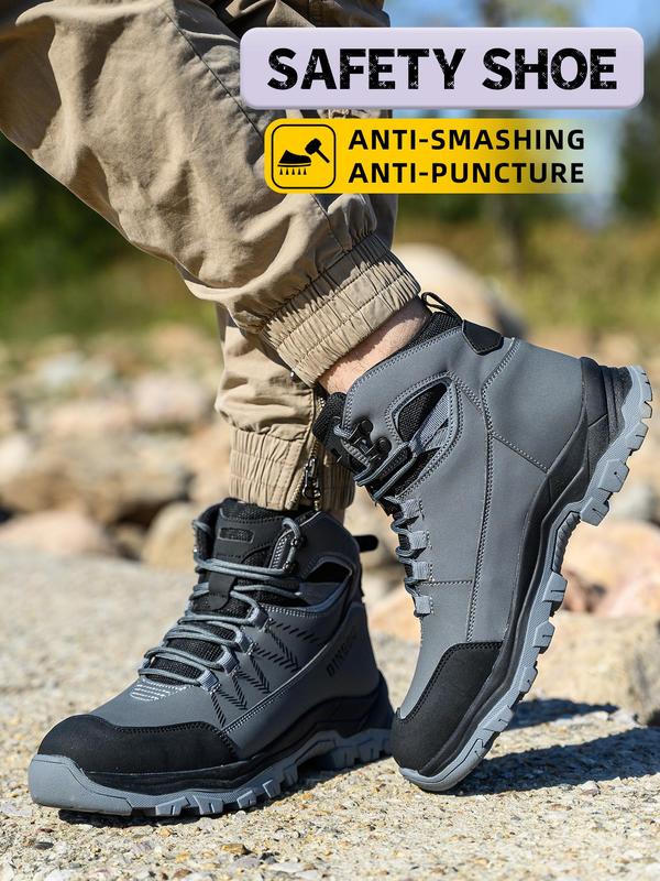 Men's Anti-smash and Anti-puncture Work Shoes, Casual Comfortable Breathable Patched Design Sports Shoes, Fashionable Anti-slip Shoes for Daily Wear