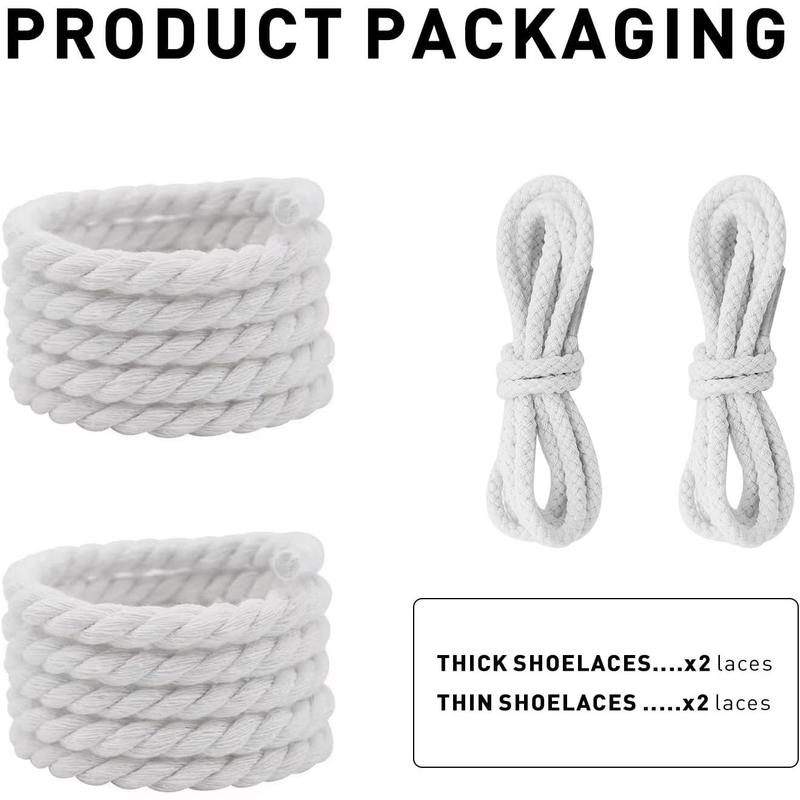 Thick Rope Shoe Laces Strings for Air Force 1, Round Cotton Chunky Shoelaces Replacement Laces for Sneakers