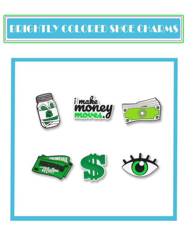 Money Themed Shoe Charms, Cute Cartoon Dollar Series Shoe Decoration, Fashionable Shoes Decorations for Clogs, Great Gift for Teens Men Women and Adults