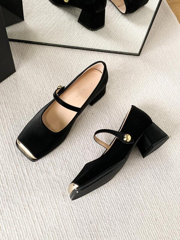 Women's Colorblock Square Toe Flat Shoes, Elegant Fashion Casual Versatile Shoes, Minimalist Temperament All-match Mary Jane Shoes for Daily Life