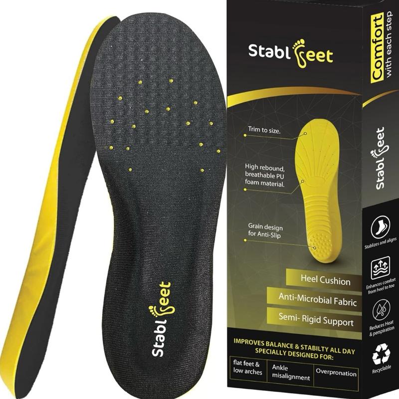 Stablfeet Plantar Fasciitis Insoles -  Comfortable Shoe Inserts for Women and Men - High Arch Support - Orthotic Inserts - Flat Feet- Trim to fit