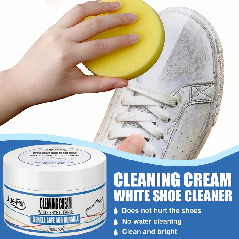 Jue-Fish Small White Shoe Cleaning Paste,Wash-Free Shoe Cleaning &Stain Removal Cleaner FootwearComfort Bedroom Walking Parent Tactica Tactical