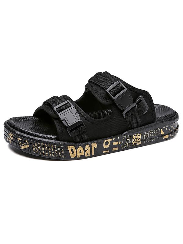 Men's Letter Pattern Buckle Decorated Removable Sandals, 2024 Casual Open Toe Soft Sole Sandals for Beach Daily Wear, Non-slip Sandals