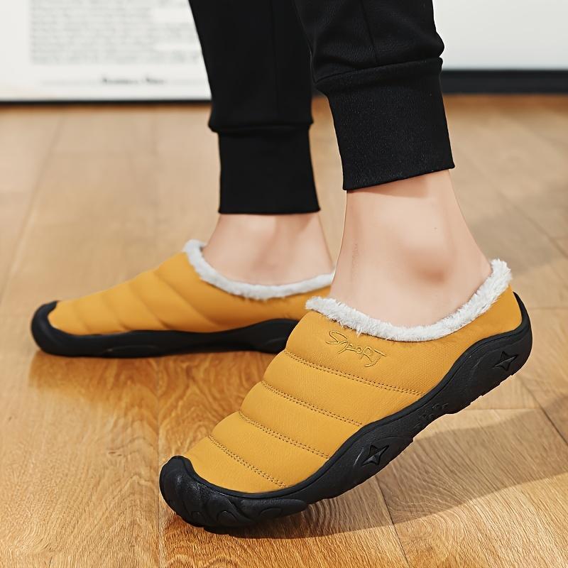 Men's Soft Plush Cozy House Slippers, Lightweight Breathable Anti-skid Slip-on Shoes With Fuzzy Lining For Indoor Walking, Autumn And Winter Boy Walking Shoes