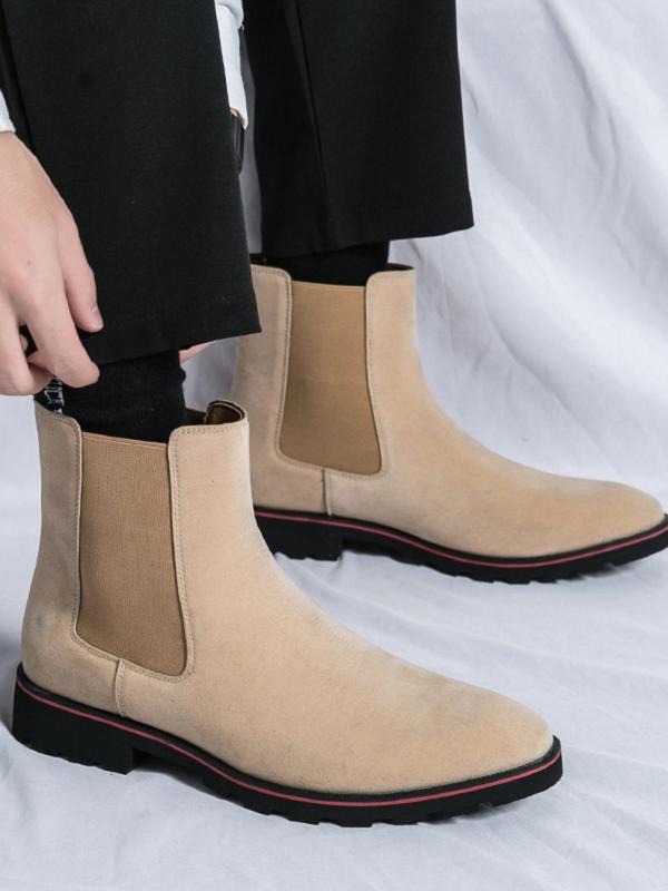 Men's Business Solid Color Chelsea Boots, Fashionable Comfortable Boots for Daily Wear, Perfect for Any Outfit for All Seasons