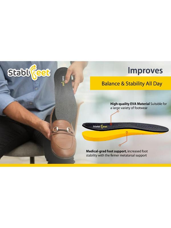 Stablfeet Plantar Fasciitis Insoles -  Comfortable Shoe Inserts for Women and Men - High Arch Support - Orthotic Inserts - Flat Feet- Trim to fit