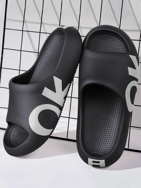 Men's Letter Pattern EVA Slides, Casual Soft Comfortable Home Slippers, Non-slip Slippers for Indoor Outdoor Beach Shower