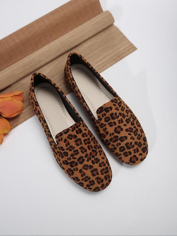 Women's Fashion Leopard Print Slip on Flats, Casual Comfortable Round Toe Flat Shoes for Daily Wear, Lightweight Breathable Shoes for All Seasons