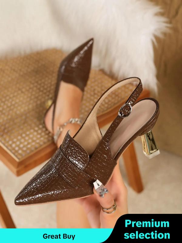 Women's Elegant Pointed Toe High Heel Slingback Shoes, Fashionable Plain Color Pumps for Party, Daily Clothing Decor for Women & Girls