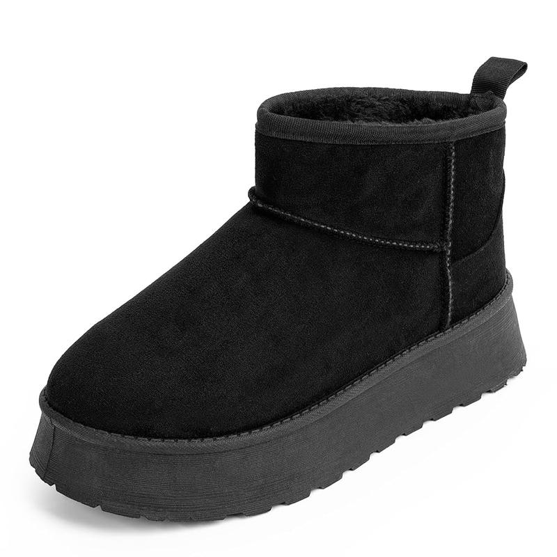 Samilor Platform Mini Boot for Women Short Ankle Boot Fur Fleece Lined Snow Platform Boot for Outdoor Indoor House