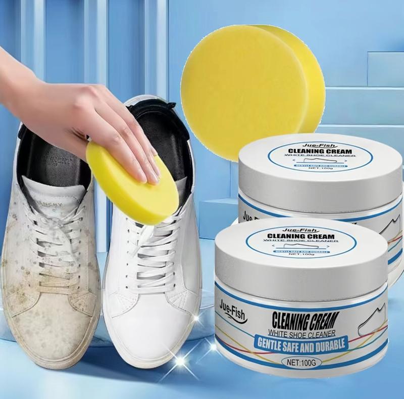 Jue-Fish Small White Shoe Cleaning Paste,Wash-Free Shoe Cleaning &Stain Removal Cleaner FootwearComfort Bedroom Walking Parent Tactica Tactical