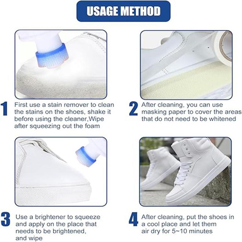 White Shoe Cleaning Kit, Shoe Cleaner, 1 Count Shoe Whitener, Shoe Brush, Suitable for Cleaning Sneakers