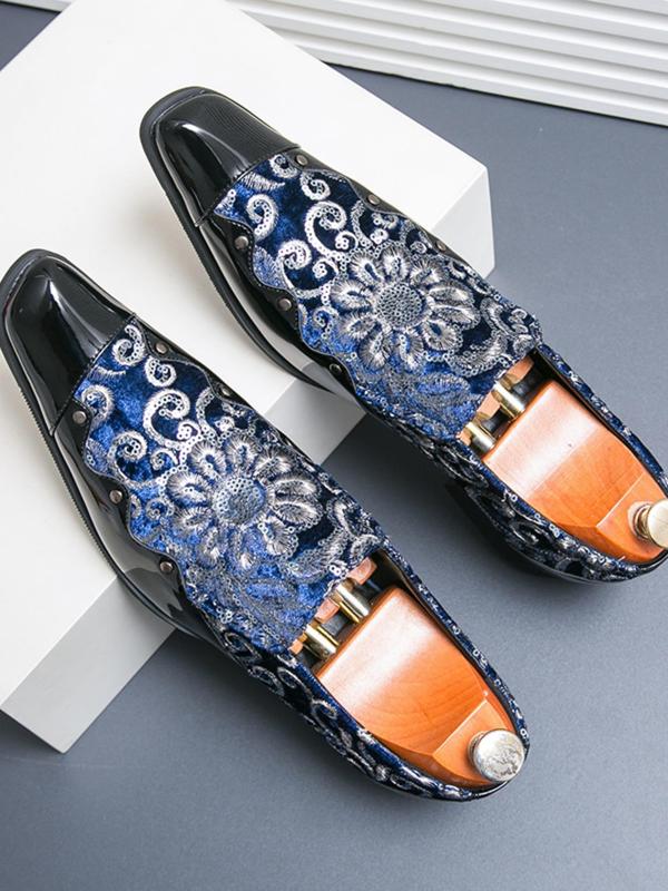 Men's Fashion Embroidered Design Slip on Dress Shoes, Business Style Pointed Toe Shoes for Party, Daily Clothing Decor for Men