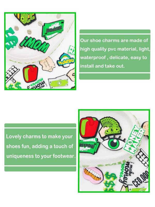 Money Themed Shoe Charms, Cute Cartoon Dollar Series Shoe Decoration, Fashionable Shoes Decorations for Clogs, Great Gift for Teens Men Women and Adults