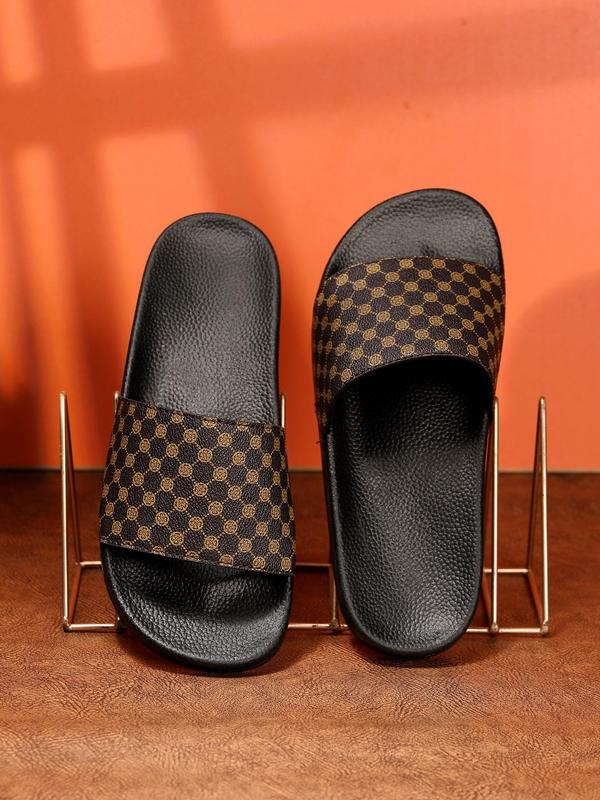 Men's Fashionable Geometric Print Slides, 2024 New Style Casual Comfortable Home Slippers, Non-slip Slide Sandals for Gift, Summer Sandals for Daily Wear