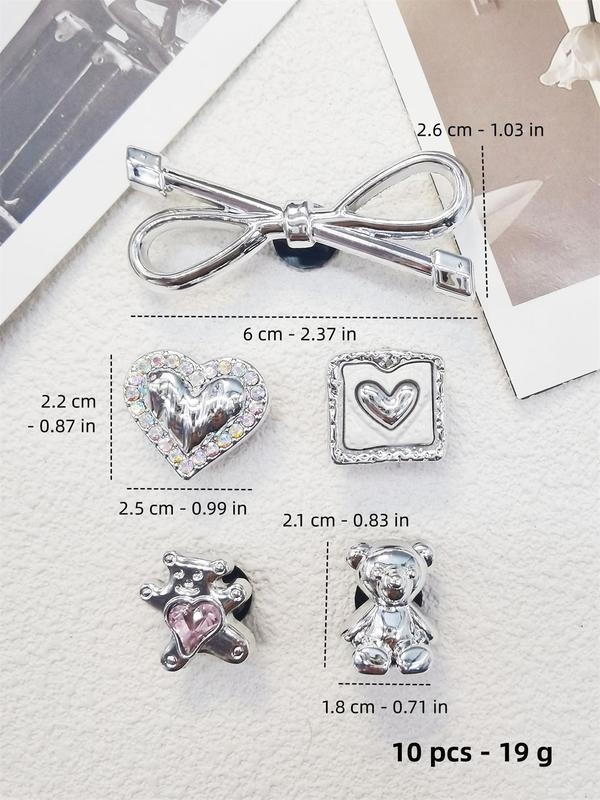 Stylish Luxurious Rhinestone Decor Shoes Jewelry, 2024 New Style Cute Bow & Heart & Bear Decor Shoes Decoration Accessories for Clogs, Shoes Accessories for Women