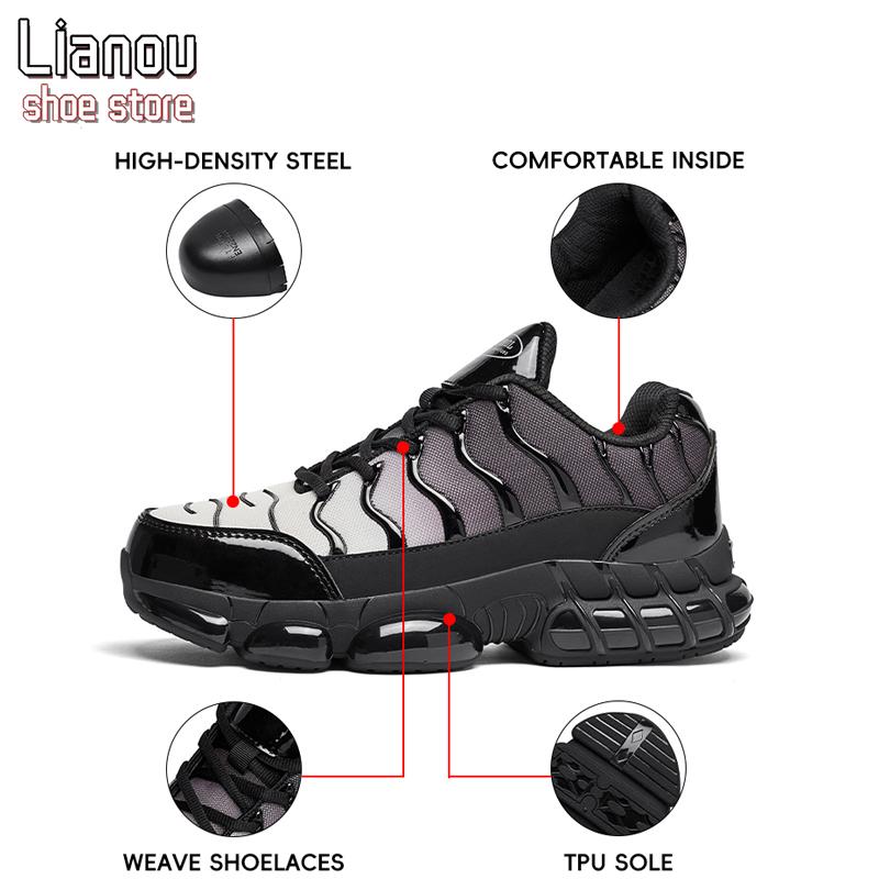 Steel head are breathable andcomfortable. Piece convenient workSoft sole anti -puncture safety Lowsneakers are indestructible anti -toeinjury wear resistance engineeringClosed Footwear Trainer WalkingTraining diesel hammer shoes