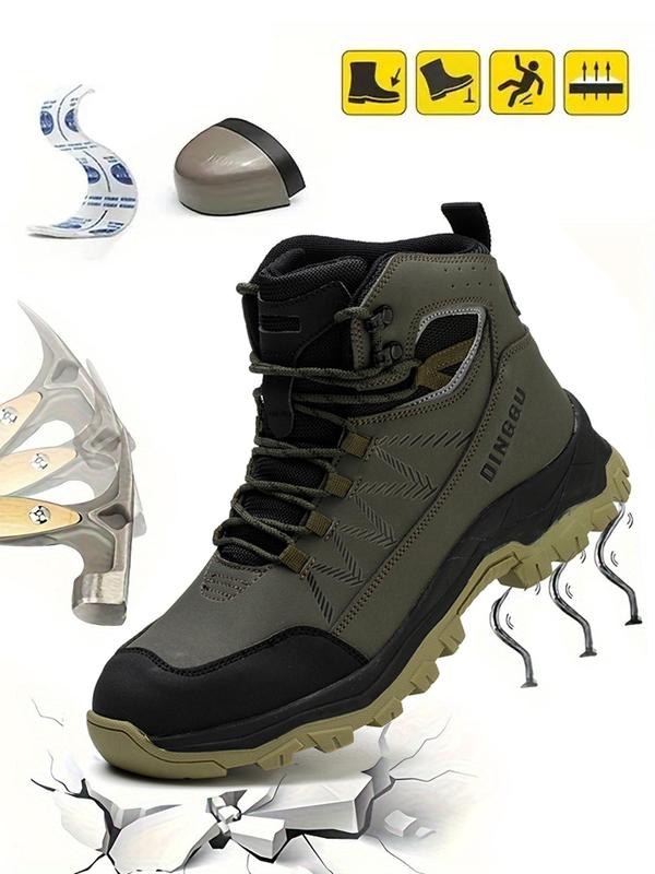 Men's Anti-smash and Anti-puncture Work Shoes, Casual Comfortable Breathable Patched Design Sports Shoes, Fashionable Anti-slip Shoes for Daily Wear