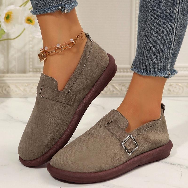 Women's  Cozy Suede Clogs With Arch Support, Buckle Adjustment Outdoor Comfortable Slip-Ons Footwear Girl