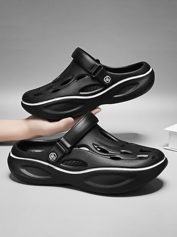 Men's Casual Hollow Out Design Clogs, Breathable Comfortable Non-slip Clogs, Fashionable Shoes for Indoor & Outdoor Wear