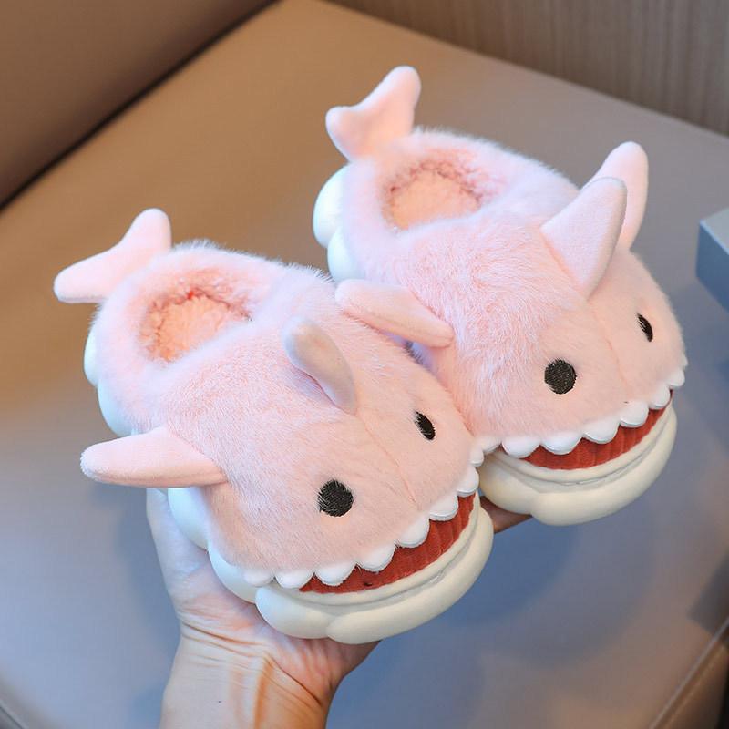 2023  Cartoon Cotton Slippers Lovely Soft Plush Whale Shark Fuzzy Slippers for Home Indoor Outdoor