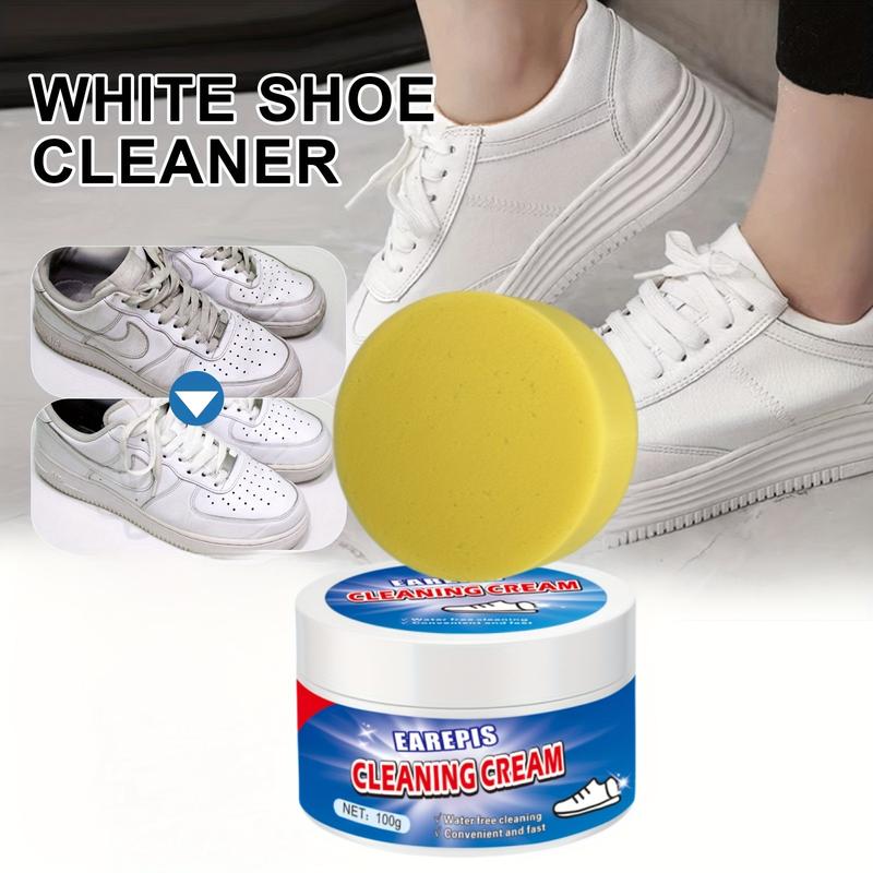 White Shoes Cleaning Cream Suit, Including Brushes and Polishing Cloth-Suitable for Brightening and Protecting White Sneaker, Artificial Leather and Cow Leather Footwear Comfort