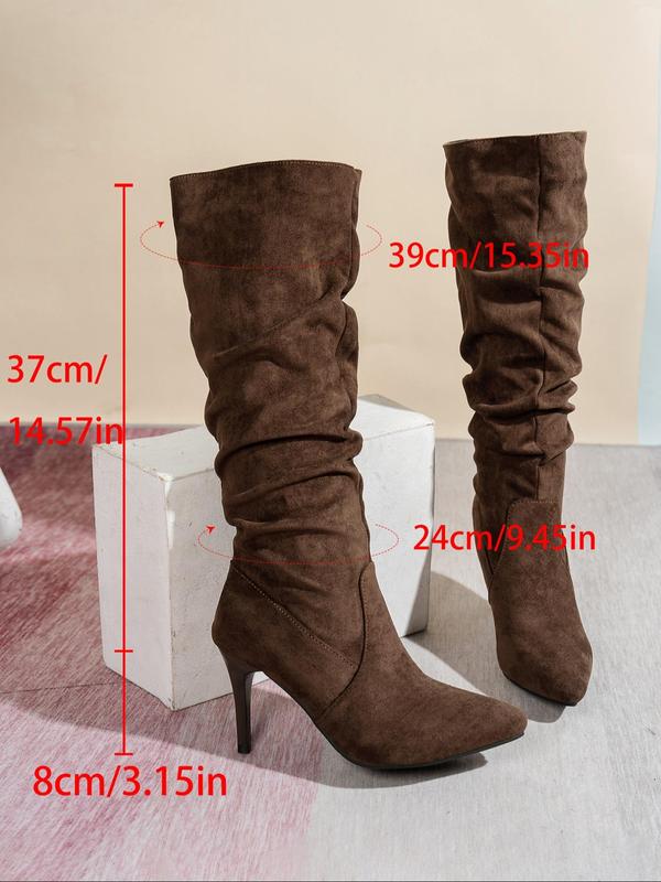 Women's Fashionable Solid Color Stiletto Boots, Elegant Pointed Toe Slouchy Boots for Daily Wear, Women's Boots for Fall & Winter