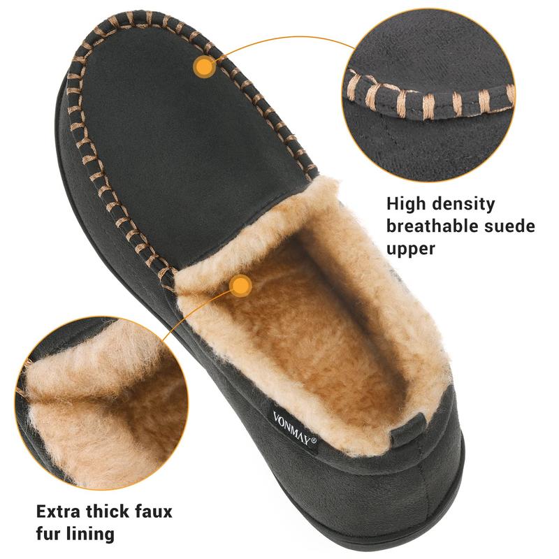 Men's Moccasin Slippers Fuzzy House father Shoes Fluffy Fur Home Warm Memory Foam Indoor Outdoor Walking Shoes Footwear