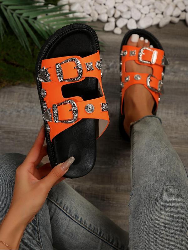 Women's Fashionable Non-slip Studded Decor Slide Sandals, Casual Versatile Slide Sandals for Summer, Lightweight Breathable Comfortable Sandals for Women