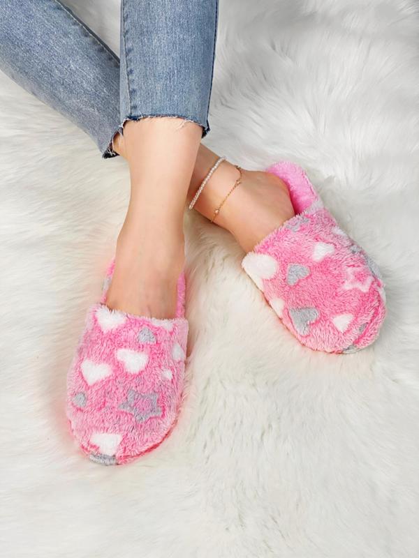 2024 Cartoon Star & Heart Pattern Bedroom Slippers, Minimalist Comfortable Indoor Non-slip Slippers for Girl, Fluffy Warm Indoor Home Slippers for Back To School Dormitory Wear, Plush Footwear