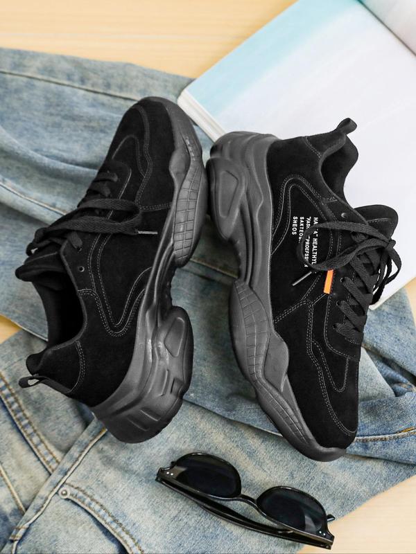 Men's Fashionable Colorblock Lace Up Low Top Sneakers, Casual Comfortable Breathable Sports Running Shoes, Male All-match Round Toe Chunky Sneakers for Daily Life