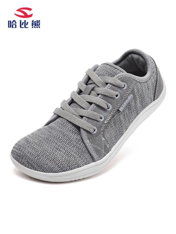 Men's Sporty Low Top Minimalist Sneakers As Gift, Casual Comfortable Lace Up Flat Barefoot Designer Sneakers Shoes, Non-slip Lace Up Flats for Daily Life As Gift, Fall Outfits, Fall Freshness