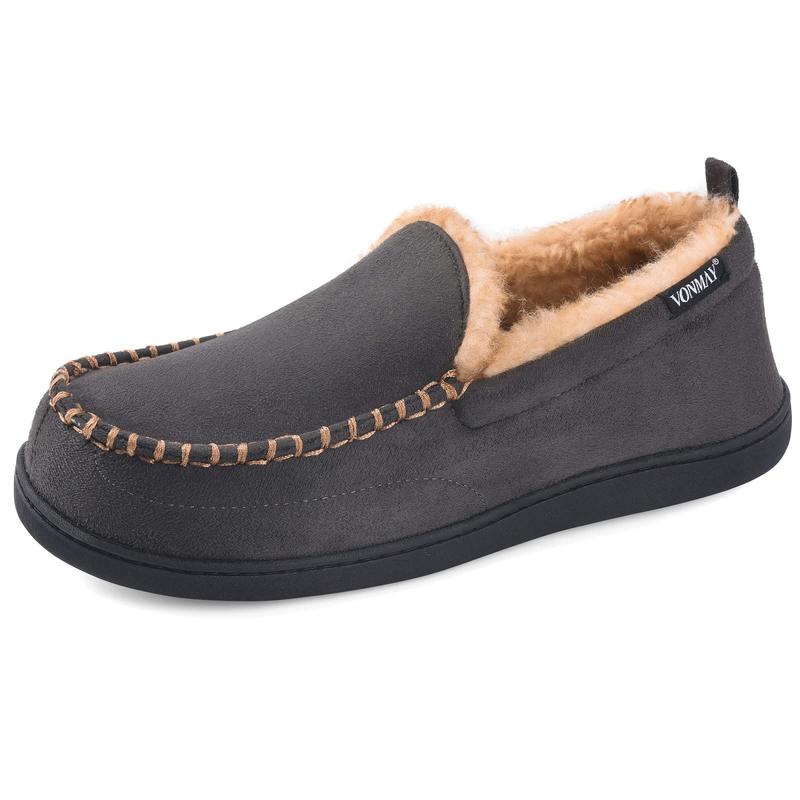 Men's Moccasin Slippers Fuzzy House father Shoes Fluffy Fur Home Warm Memory Foam Indoor Outdoor Walking Shoes Footwear